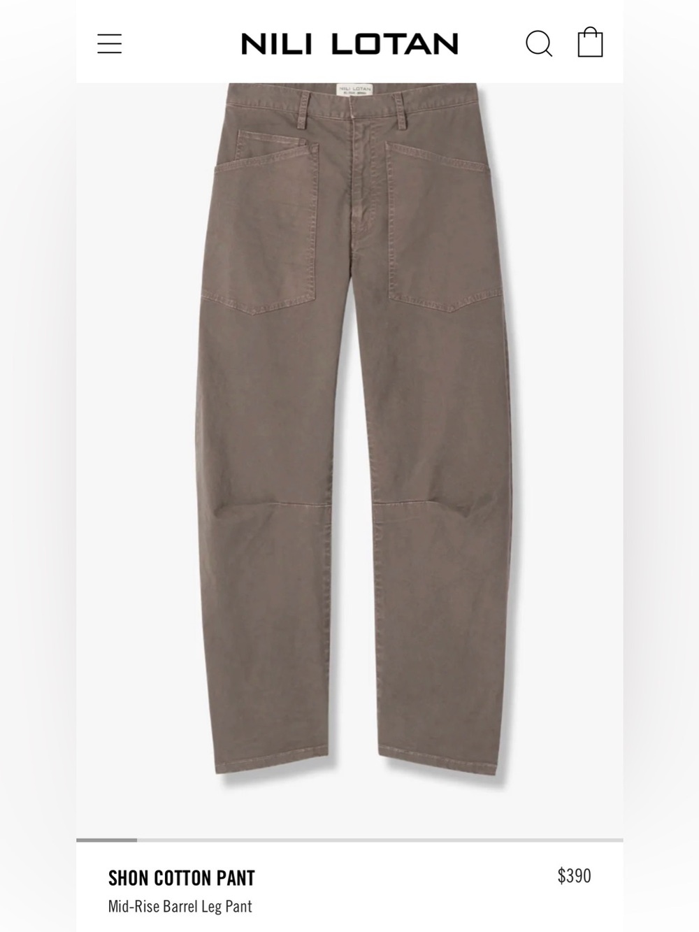Nili Lotan Shon pants in khaki/tan, size 10